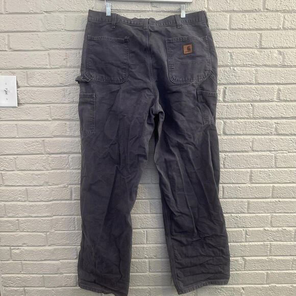 Carhartt Mens Size 38x34 Navy Blue‎ Canvas Work Pants Relaxed Fit Workwear - Picture 3 of 4